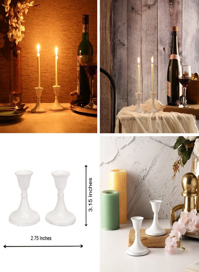 فوي دروب طقم حامل شموع أبيض من قطعتين من VOIDROP. طقم حامل شموع أبيض من قطعتين. شموع مدببة مزخرفة لحوامل الشموع. - Image 4